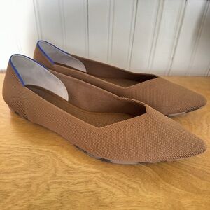 Rothys The Point II Flats Size 11.5 Wren Brown Neutral Tan Animal Print Sole